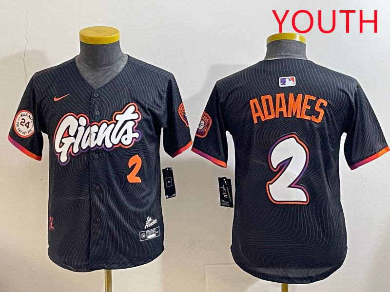 Youth San Francisco Giants #2 Adames Black Joint Name 2025 Nike MLB Jersey style 8->youth mlb jersey->Youth Jersey